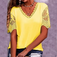 Ženski vrhovi grafički print kratkih rukava bluza modne žene majice V-izrez Ljetni tunik Tee Yellow