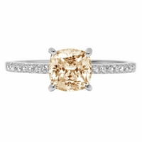 2. CT Briljantni jastuk Cleani simulirani dijamant 18k bijeli zlatni pasijans sa accentima prsten sz 9.5