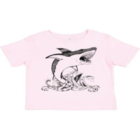 Inktastični sjajni bijeli morski pas u crnom poklon dječaku majicu malih djevojaka ili majica mališana