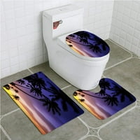 Silhouettes Palm treće na suncu kupaonica Rugs set za kupac Contour Mat i toaletni poklopac poklopca