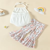 Calsunbaby Uskršnji ljeto Newborn Baby Girls Outfits Set odjeće Rebrasti pleteni pantsi bez rukava 6-mjeseci