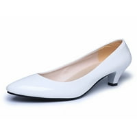 Dame Stiletto potpetice Slip na pumpama šiljaste cipele za cipele žene Žene Comfort uredske cipele Želje Mid Mid Heel White 7.5