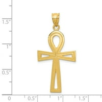 14KT Žuto zlato ANKH Cross Religious Privjesak šarm ogrlica Fini nakit Idealni pokloni za žene Poklon
