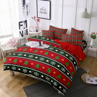 Božićna posteljina set Twin prekrivač prekrivane posteljine Xmas Holiday Božićni lodge Postavite lagani