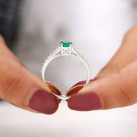 Jednostavan CT smaragdni i moissanitni prsten, Emerald Solitaire zaručni prsten, jednostavan smaragdni