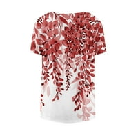 Gotyou ženske vrhove Ženska modna casual tiskana l-izrez kratkih rukava top bluza crvena xxl