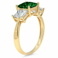 2.62ct Princess Cut zeleni simulirani smaragd 18k žuti zlatni godišnjica Angažovanje kamena prstena