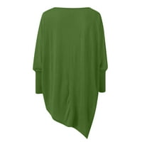Ženske vrhove bluza Žene Ležerne prilike na dugim rukavima, pune majice, vrat za brod Ljeto Green 3xl