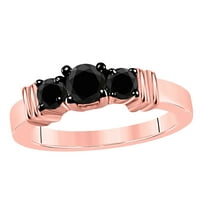 Aonejewelry 1. ct. TTW kamen crni dijamantni prsten za enand u 14k ružičastog zlata