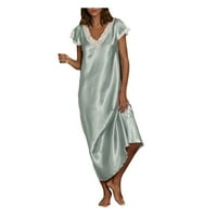 Tawop Ženska kratki rukav V Domaća na vratu Pajamas Long haljina Nighthowns Spavaće noćne košulje za