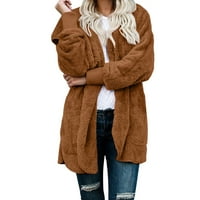 Zimski kaputi Ženska jakna Ženska umjetna vuna plus veličina Čvrsta boja Dukserickirt Pulover s kapuljačom