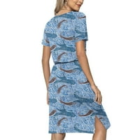 Yubatuo Womens Ljeto Ležerne prilike Bohom tiskane tanke haljine sa džepom kratkih rukava O-izrez Mini