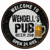 Wendell's Pub 14 Okrugli metalni znak Bar Bar Black Wall Decor Poklon 100140039450