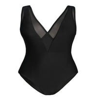 Bikini žene jednodijelna mreža na plaži V-izrez Žene plivajuće suknje crna l Žene kupaćih kupaćih kostima