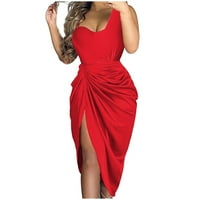 Ženske haljine čišćenje čvrste gležnjana dužina a-line bez rukava u ručnoj ljetnoj haljini crvene s