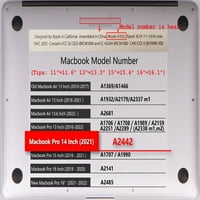 Kaishek kompatibilan MacBook Pro 14 Slučaj rela. Model A & A M1, plastični poklopac tvrdog futrole,