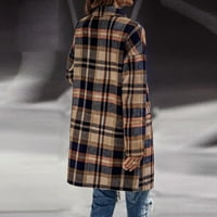Ženska jakna za plaćenu jaknu Ležerne tipke Wool Wool Witem tartan kaput sa džepovima