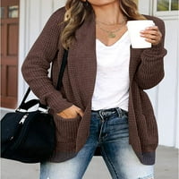 Ženski dugi rukav otvoren prednji ležerni lagani mekani pleteni džemper s džemper