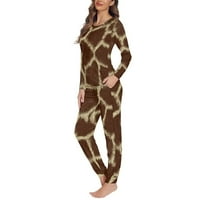 Renewold Leopard Pijamas za žene Set Athletic Yoga Jogger Odjeća s dugim rukavima Top i hlače, Trendy