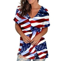 Ženska majica majica kratki rukav USA 4. jula Vrhunske labave patriotske majice Jednostavno na otvorenom