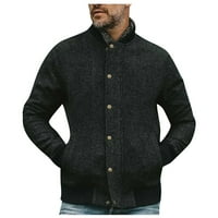 Muška casual modna jakna od pune boje muški kaput crni xxxl