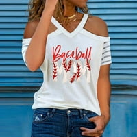 Ženski majice ispisano od ramena kratki rukav V vrat dame casual trendi mekani stil plaže dnevno ženski