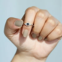 Real Crni Opal Obel Prsten sa moissine za žene, srebrna srebra, SAD 12.50