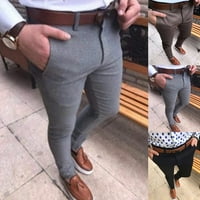 Muškarci Casual Solid Slim Fit Stretch Skinny Office Hlackes Formalne poslovne pantalone