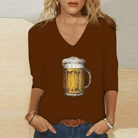 AirPow na klirensu plus veličina Bluze za žene ženski casual festival piva V-izrez dugi rukavi dugi