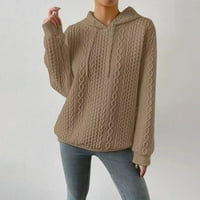 Qcmgmg ženska kapuljača Plus Pocket Džepna vučna majica Čvrsta boja Klintni pulover Lagani dugi rukav