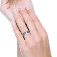 Crni ton, simulirani kubični cirkonia veličine- Art deco vjenčani modernim zaručnički prstens prsten