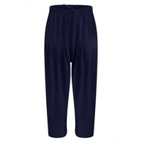 Usmixi Wemens Plus Veličina pantalone Ležerne prilike od solidne elastične struke Duge hlače Labavi
