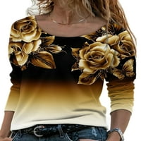 Beiwei Women moda cvjetni tiho za tisak dugih rukava šik tunika bluza baggy svakodnevna odjeća majica