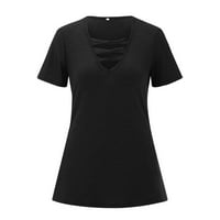Havajske majice za ženska majica za vrat izrez povremena ležerna print crna m