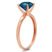 2.5ct okrugli rez plavi prirodni London Blue Topaz 18K ružičasta ruža Gold graviranje izjava godišnjica Angažovanost vjenčanja SOLITAIRE Veličina prstena 4,5