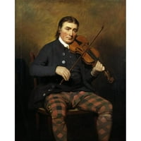 Sir Henry Raeburn crni moderni uokvireni muzej umjetnički print pod nazivom - Niel Gow, - 1807. violinista