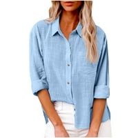Ylioge Womens Falls vrhovi dugih rukava CAPEL V izrez Solid Single Business Bluze za žene Dressy Ležerne