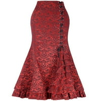 Voguele Women Maxi suknje Cvjetni print duga suknja Fishtail Beach Retro Red 2xl