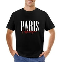 Pariz Vintage Moda Vintage Majica Muške pamučne klasične Crewneck kratki rukav Tees Unise crna 4xl