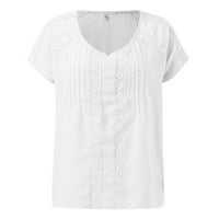 Ljeto V izrez čipke bluze modni vrhovi slatki casual kratkih rukava puna boja plus size majica rukava