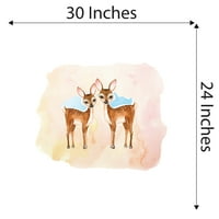 Akvarel naljepnica za dnevnu sobu Zidni naljepnica za obiteljske ružičaste pozadine akvarel šumske životinje Slatka tematska soba naljepnica - veličina: