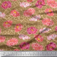 Soimoi plavi svileni tkanini mozaički dizajn i ružičaste cvjetne tkanine otisci sa dvorištem širom