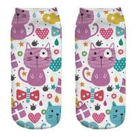 Toyfunny Women 3D Novelty Crazy Funny Cat gležnjače slatke šarene crtane čarape niske rezne čarape