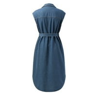 Casual midi haljina maxi haljina s džepovima za ženske haljine za žene Midi Dužina ženska klasična plava