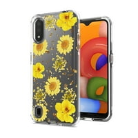 [Pakovanje od 2] pritisnutog sušenog dizajna cvijeća za telefon za Samsung Galaxy A u žutoj boji