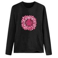 Lolmot Suncokretov dojci Shirt Shirt za žene Ratni rak rači na dugim rukavima Grafički tees Oktobar