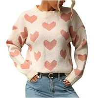 Ženski zaljubljeni Dnevni džemperi Slatko srce tiskani plemen dugih rukava pulover džemper vrhovi zimski