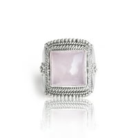 YoTreasure Rose Quartz Solid Sterling Silver dizajnerski prsten