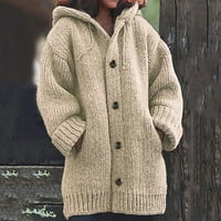 Cuhas ženske modne džempere za žene plus veličine casual toplo labav dugački kapuljač pletenja džumper