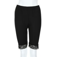Idoravan ženske atletske kratke hlače Žene plus veličina srednje struk čipke Hot Hratke Elastične sportske hlače pantalone